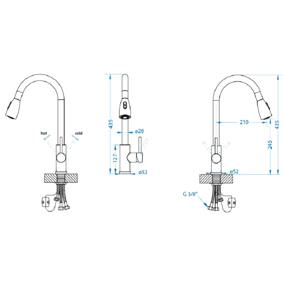 Baterie bucatarie ALVEUS Primrose G91, dus extractibil, alama sanitara, negru