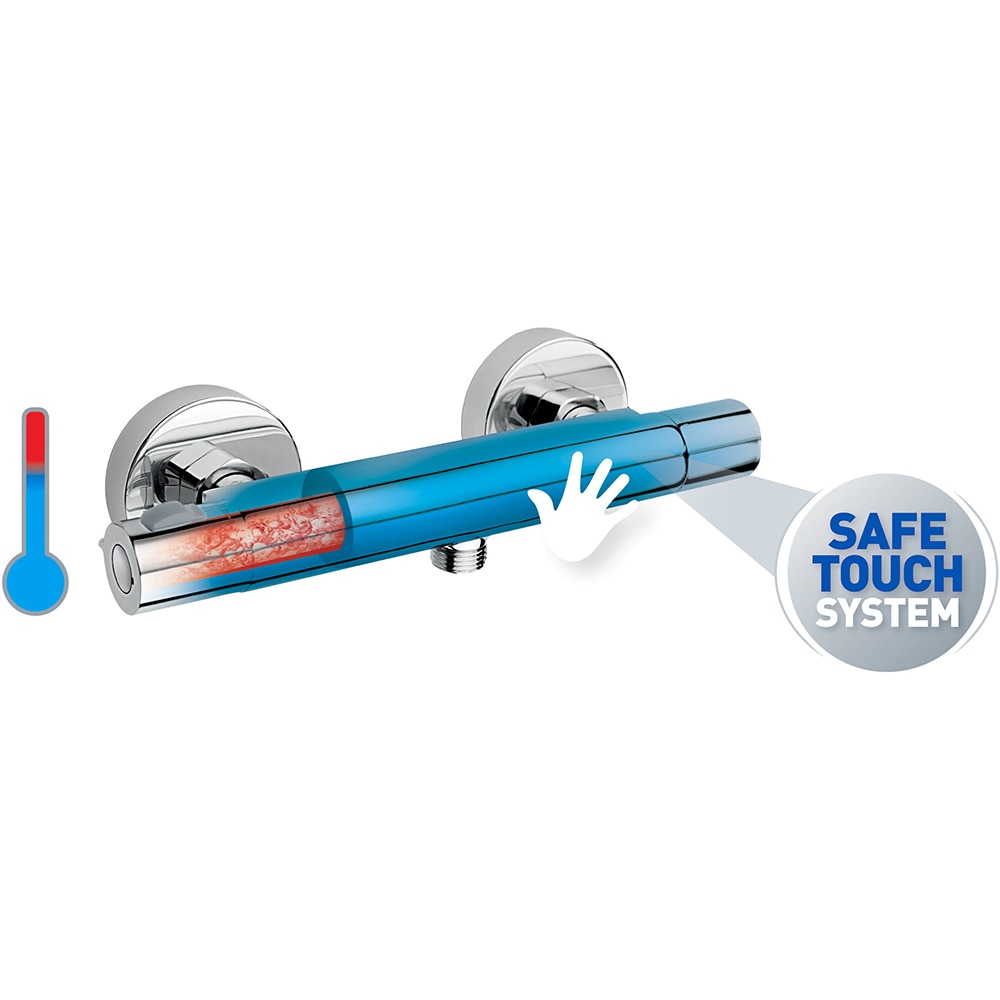 Baterie dus FERRO Trinity TRM7, termostat, alama sanitara, argintiu