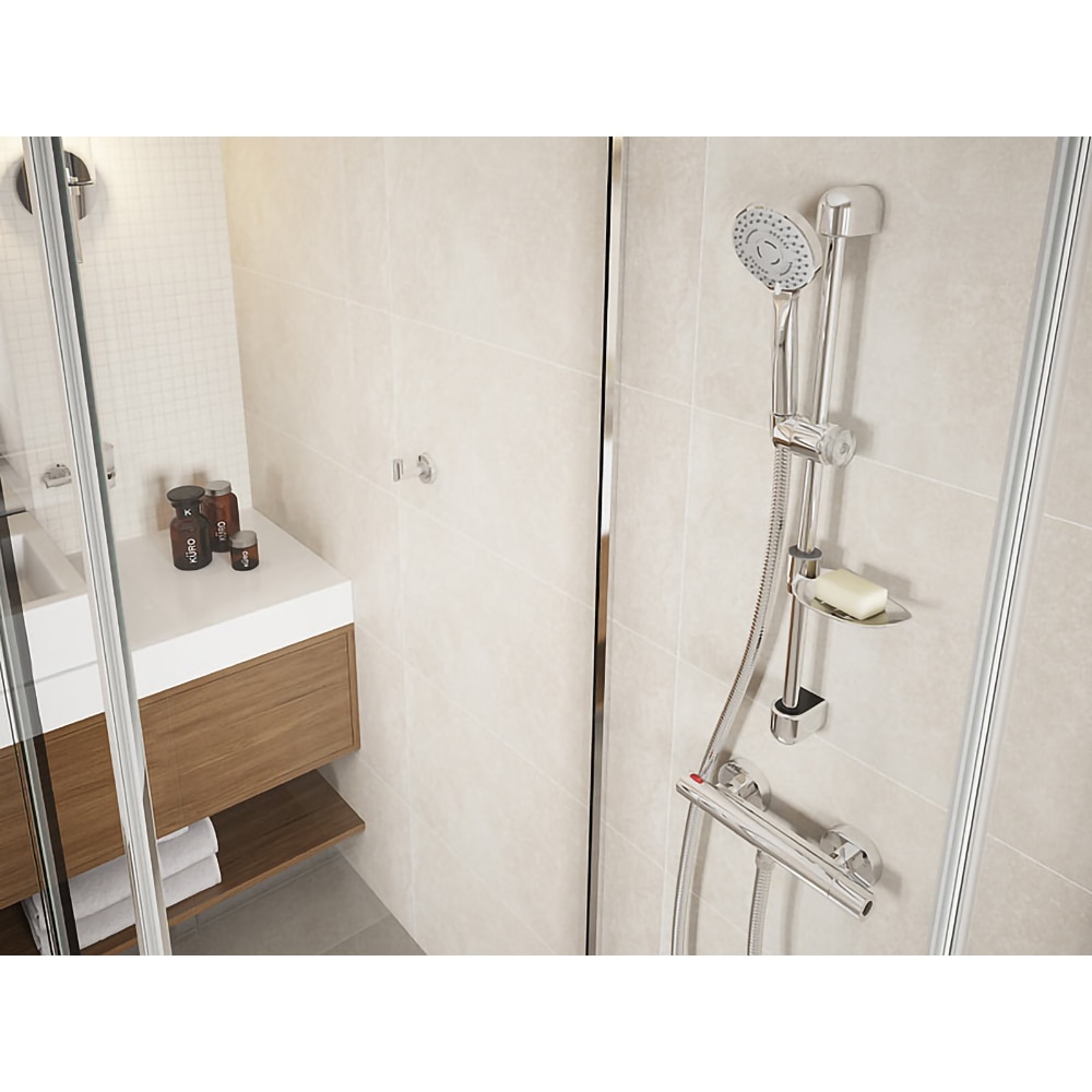 Baterie dus FERRO Trinity TRM7, termostat, alama sanitara, argintiu