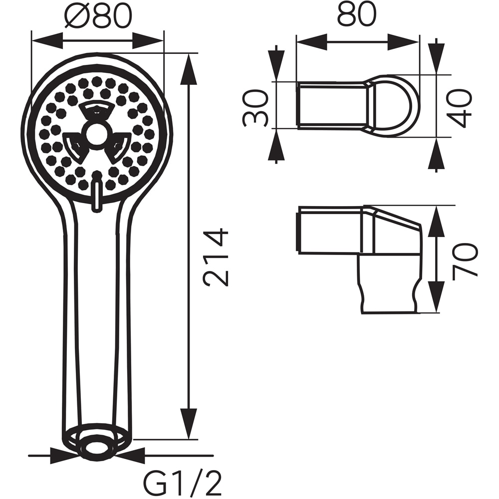Set dus para FERRO Sole U300, 3 functii, crom