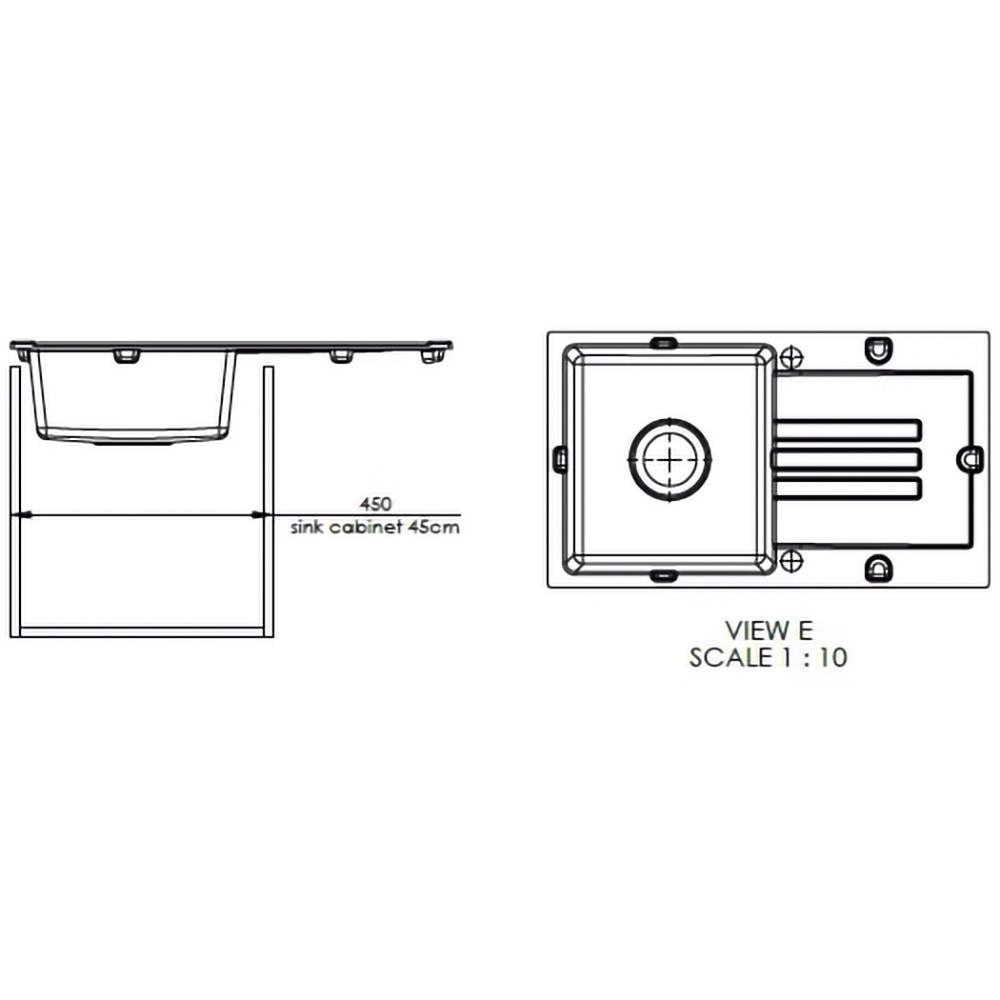 Chiuveta bucatarie SANDONNA Arona 76, 1 cuva, picurator reversibil, compozit granit, alb