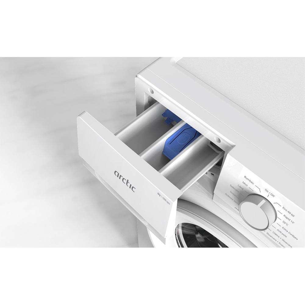 Masina de spalat rufe frontala slim ARCTIC ARSMA630WRO, 6 kg, 1000rpm, Clasa D, alb