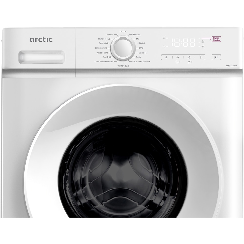 Masina de spalat rufe frontala ARCTIC ARSMA862WRO, SteamCure, 8 kg, 1200rpm, Clasa A, alb