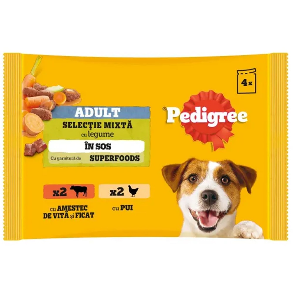 Hrana umeda pentru caini PEDIGREE, Adult, Mix in sos, 13 x 4 x 100 g