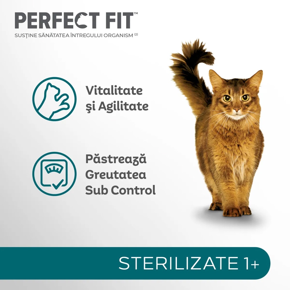 Hrana uscata pentru pisici PERFECT FIT Sterile, Adult, Pui, 750 g