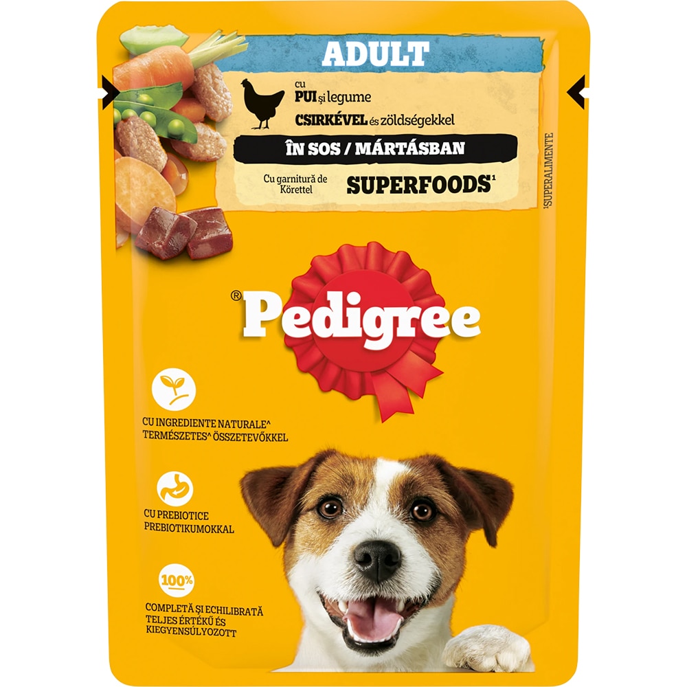 Hrana umeda pentru caini PEDIGREE, Adult, Pui si legume in sos, 100 g