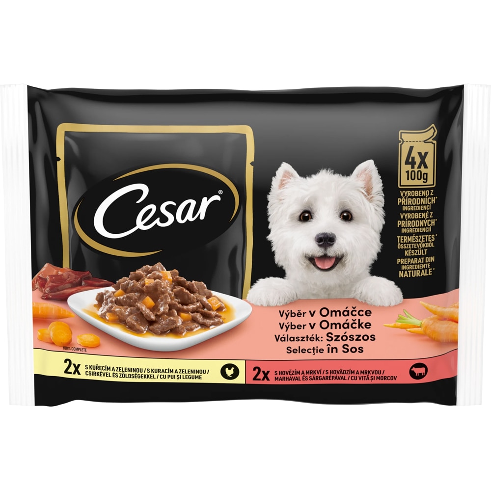 Hrana umeda pentru caini CESAR, Adult, Mix in sos, 13 x 4 x 100 g