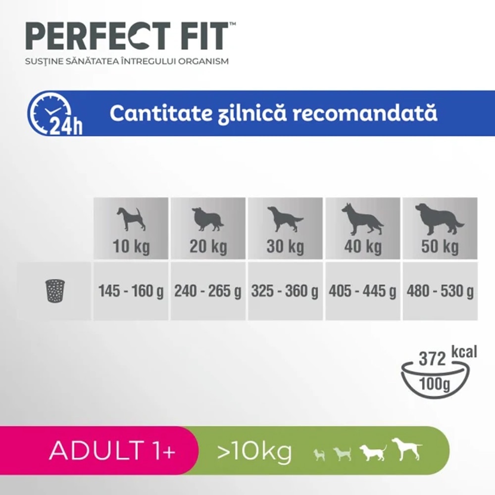 Hrana uscata pentru caini PERFECT FIT, Adult, Pui, 1.4 kg
