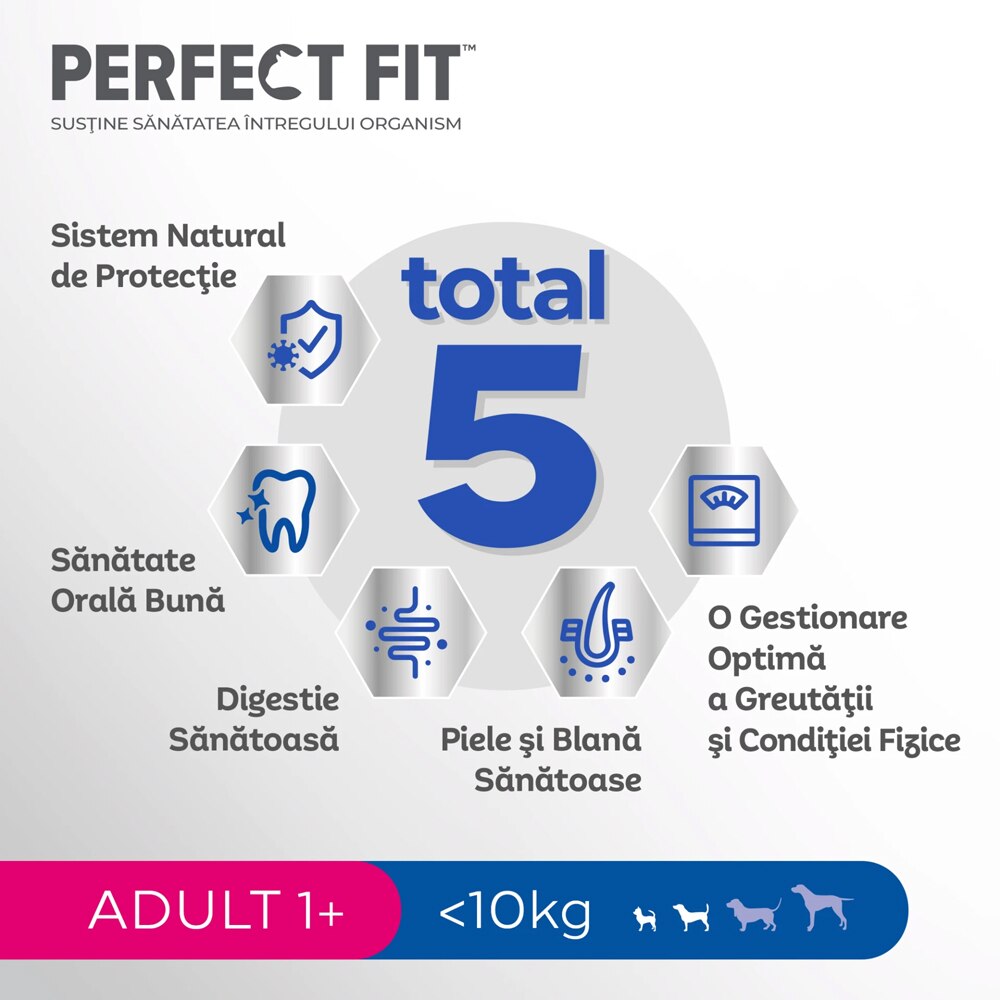 Hrana uscata pentru caini PERFECT FIT, Adult, Pui, 1.4 kg