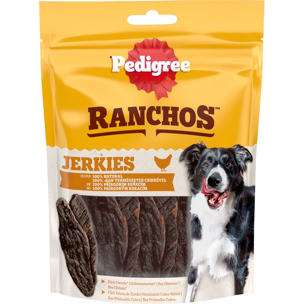 Recompense pentru caini PEDIGREE Ranchos Jerkies, Pui, 7 x 70 g