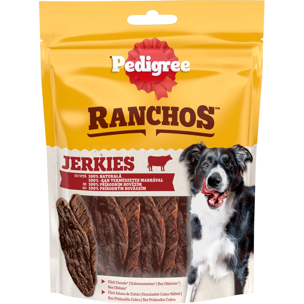 Recompense pentru caini PEDIGREE Ranchos Jerkies, Vita, 7 x 70 g