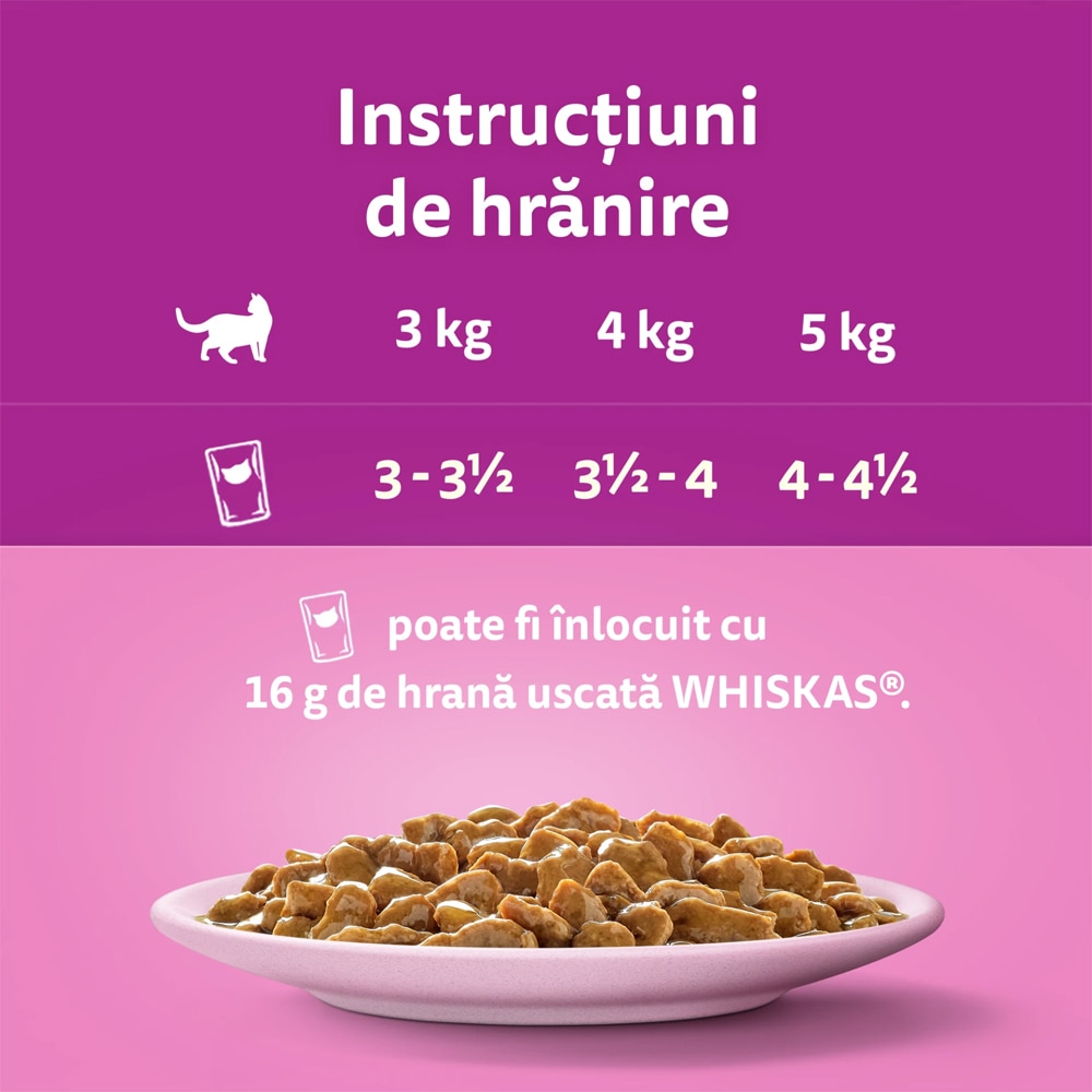 Hrana umeda pentru pisici WHISKAS, Adult, Somon in sos, 28 x 85 g