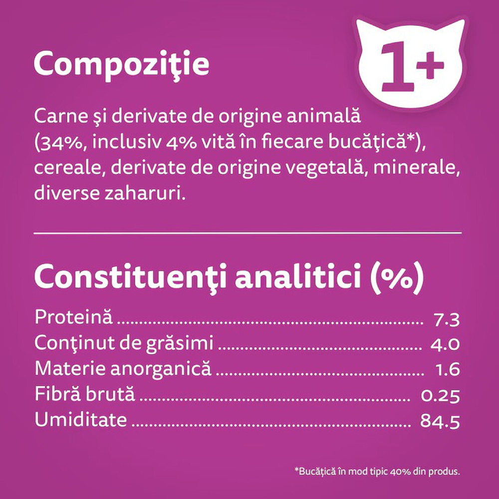 Hrana umeda pentru pisici WHISKAS, Adult, Vita in sos, 28 x 85 g