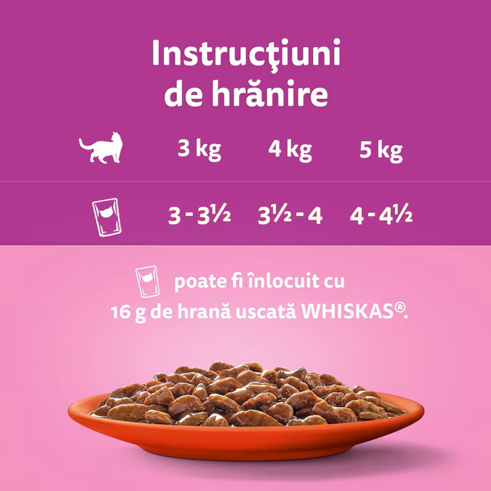 Hrana umeda pentru pisici WHISKAS, Adult, Vita in sos, 28 x 85 g