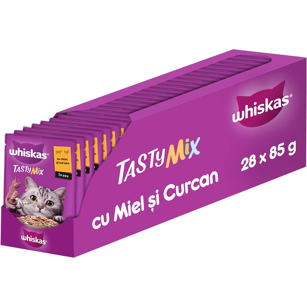 Hrana umeda pentru pisici WHISKAS, Adult, Mix in sos, 28 x 85 g