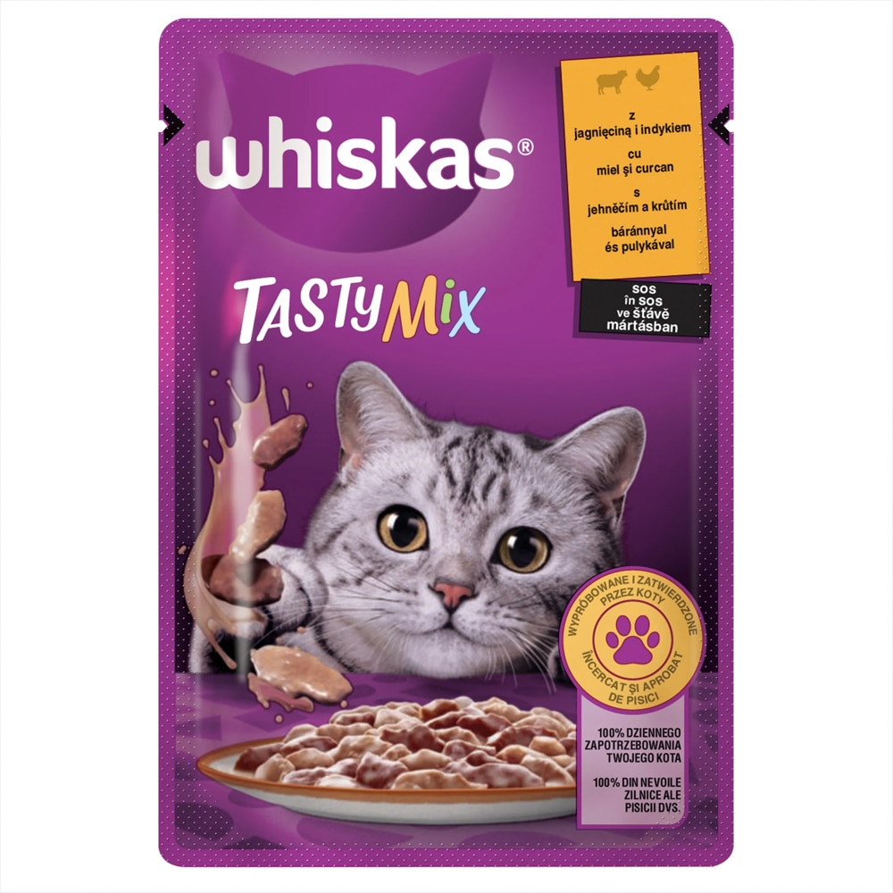 Hrana umeda pentru pisici WHISKAS, Adult, Mix in sos, 28 x 85 g