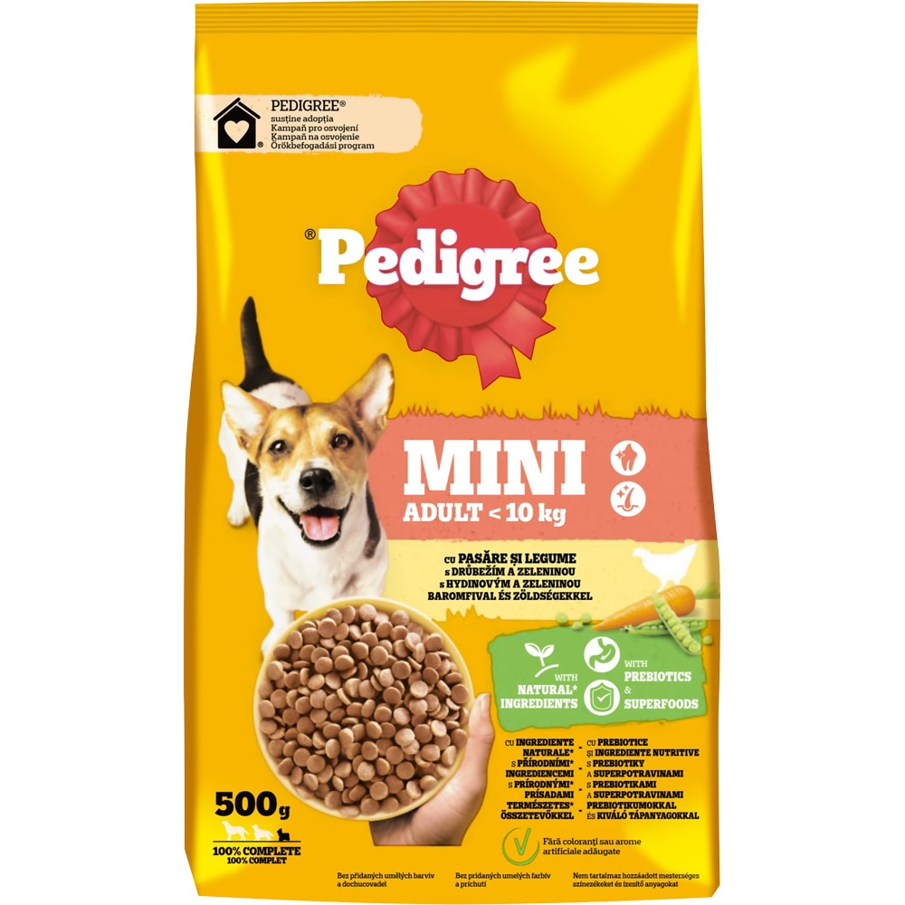 Hrana uscata pentru caini PEDIGREE, Adult, Pasare si Legume, 500 g
