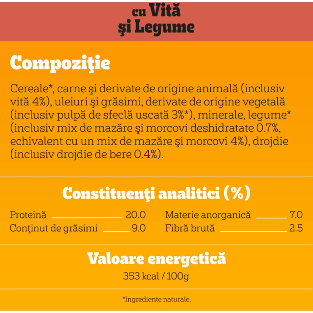 Hrana uscata pentru caini PEDIGREE, Adult, Vita si Legume, 500 g