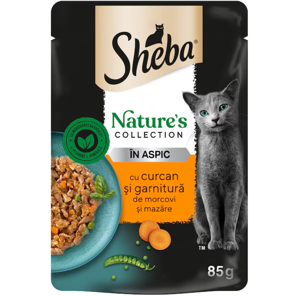 Hrana umeda pentru pisici SHEBA Nature's Collection, Adult, Curcan si legume, 28 x 85 g