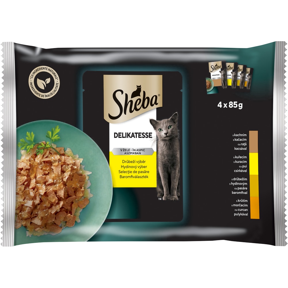 Hrana umeda pentru pisici SHEBA Delikatesse, Adult, Pasare in aspic, 13 x 4 x 85 g