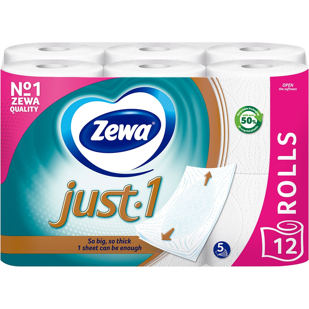 Hartie igienica ZEWA Just 1, 5 straturi, 12 role