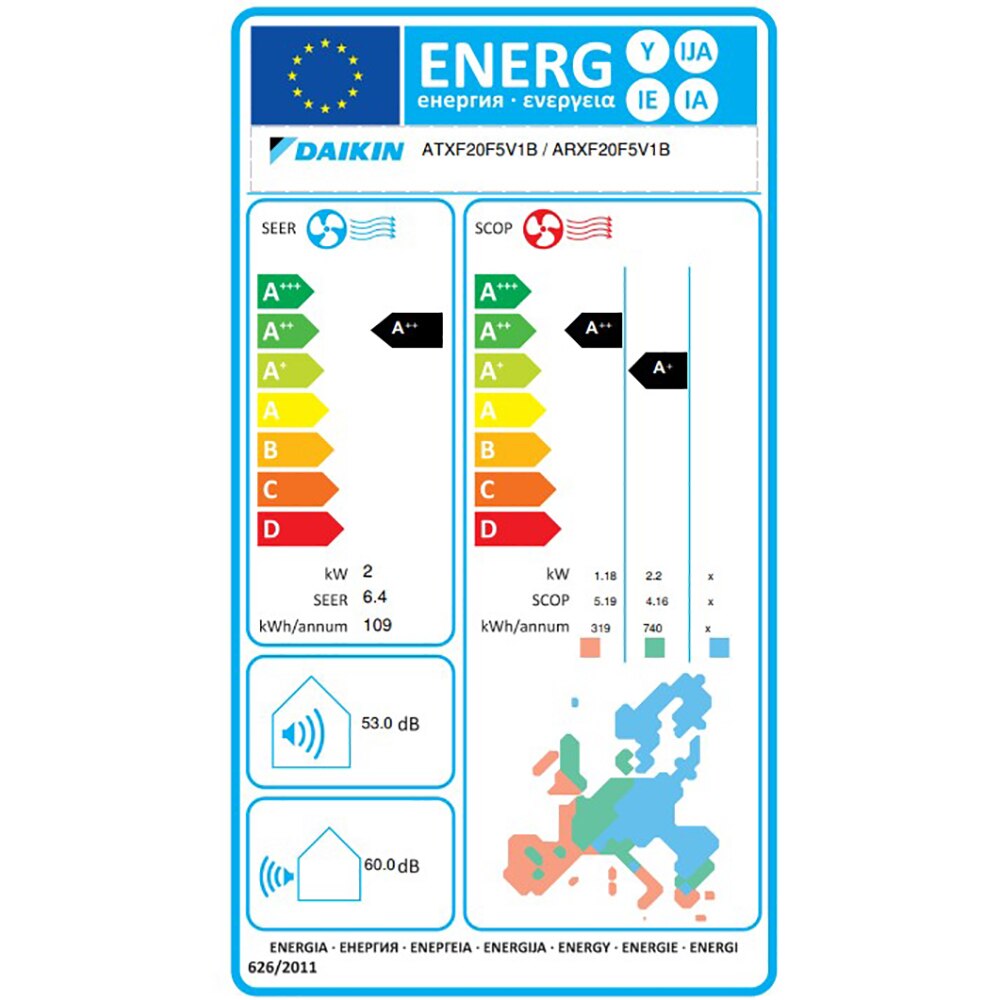 Aer conditionat DAIKIN Siesta F, 7000BTU, A++/A+, Inverter, Functie Incalzire, Wi-Fi, alb