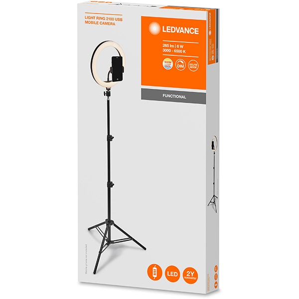 Lampa circulara Ring Light LEDVANCE 4058075668515, 6W, 265lm, negru