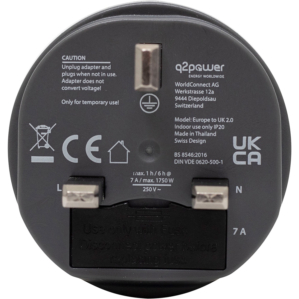 Adaptor priza EU - UK HOME Q2, alb/gri