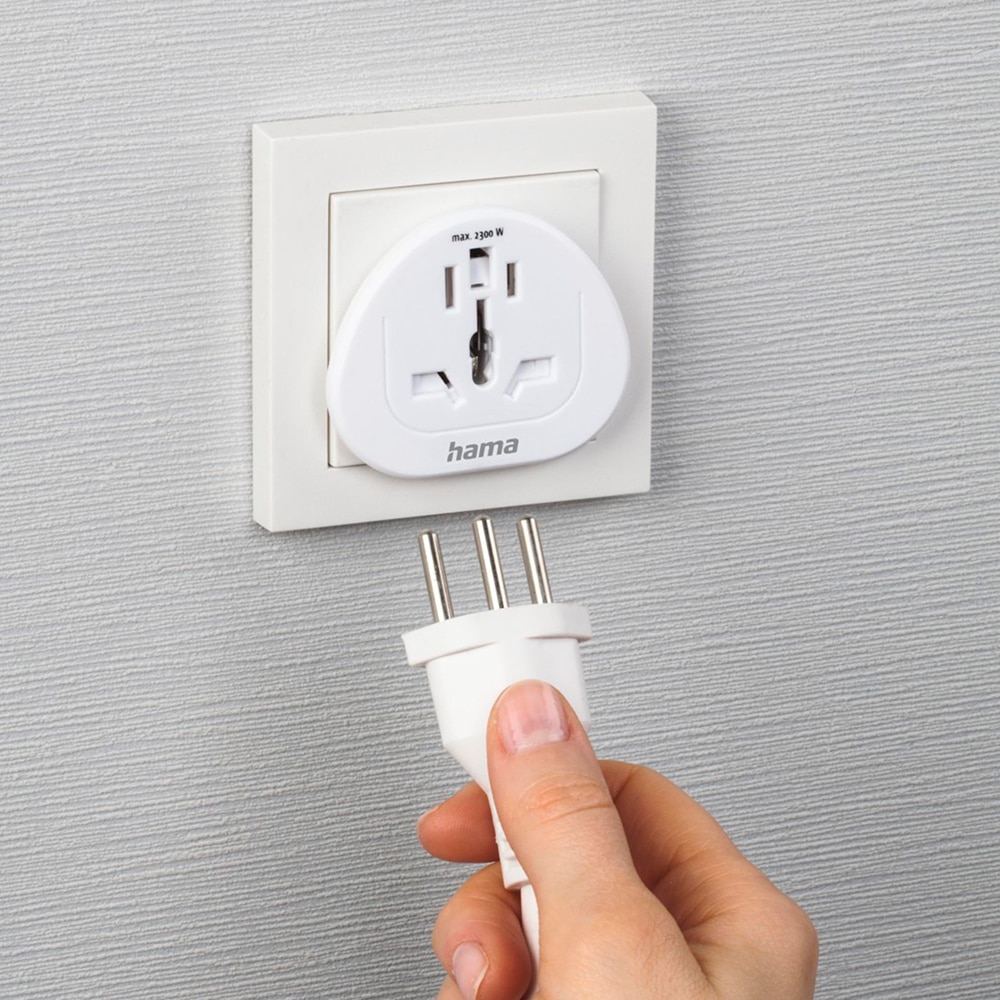 Adaptor priza HAMA 223455, Tip E si F, EU, alb