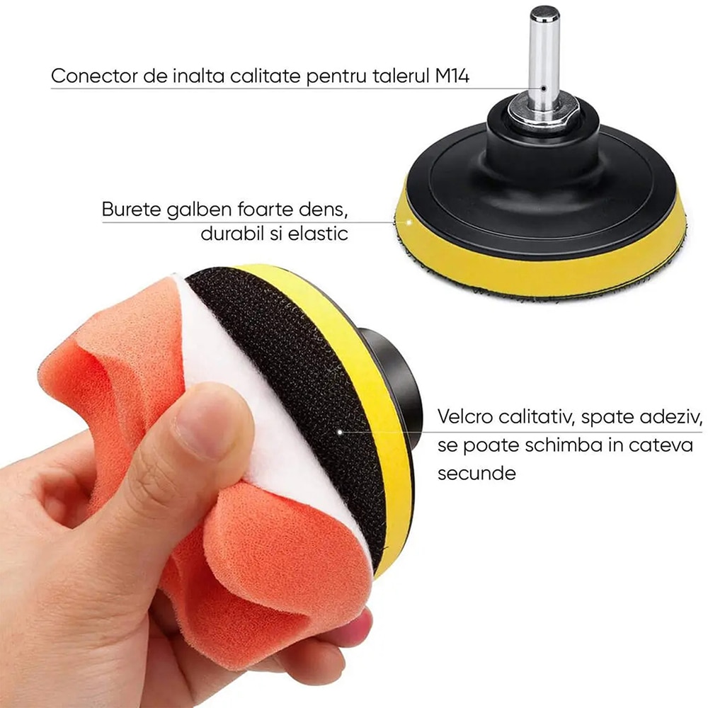 Set polish auto ROLL FAST 10002R, taler 8cm, 11 piese