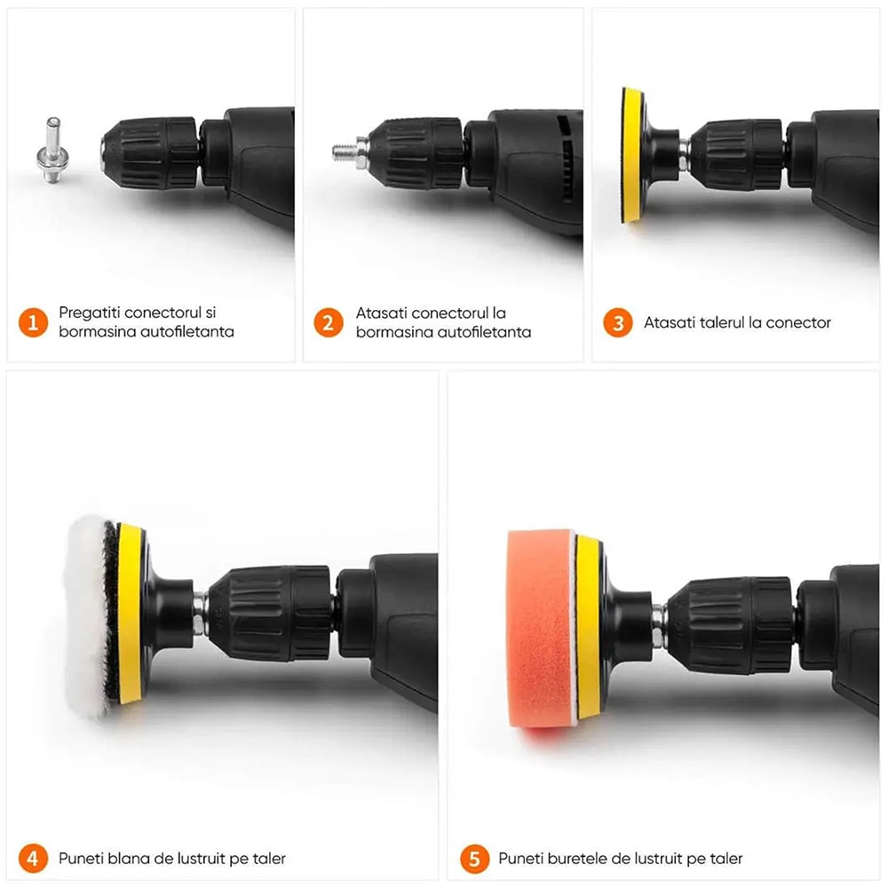 Set polish auto ROLL FAST 10002R, taler 8cm, 11 piese