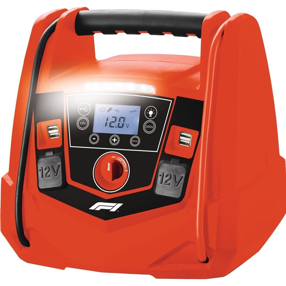 Robot pornire 4in1 FORMULA 1 Jumpstarter PJ125, 12V, 1250A, USB, compresor, lampa led, rosu