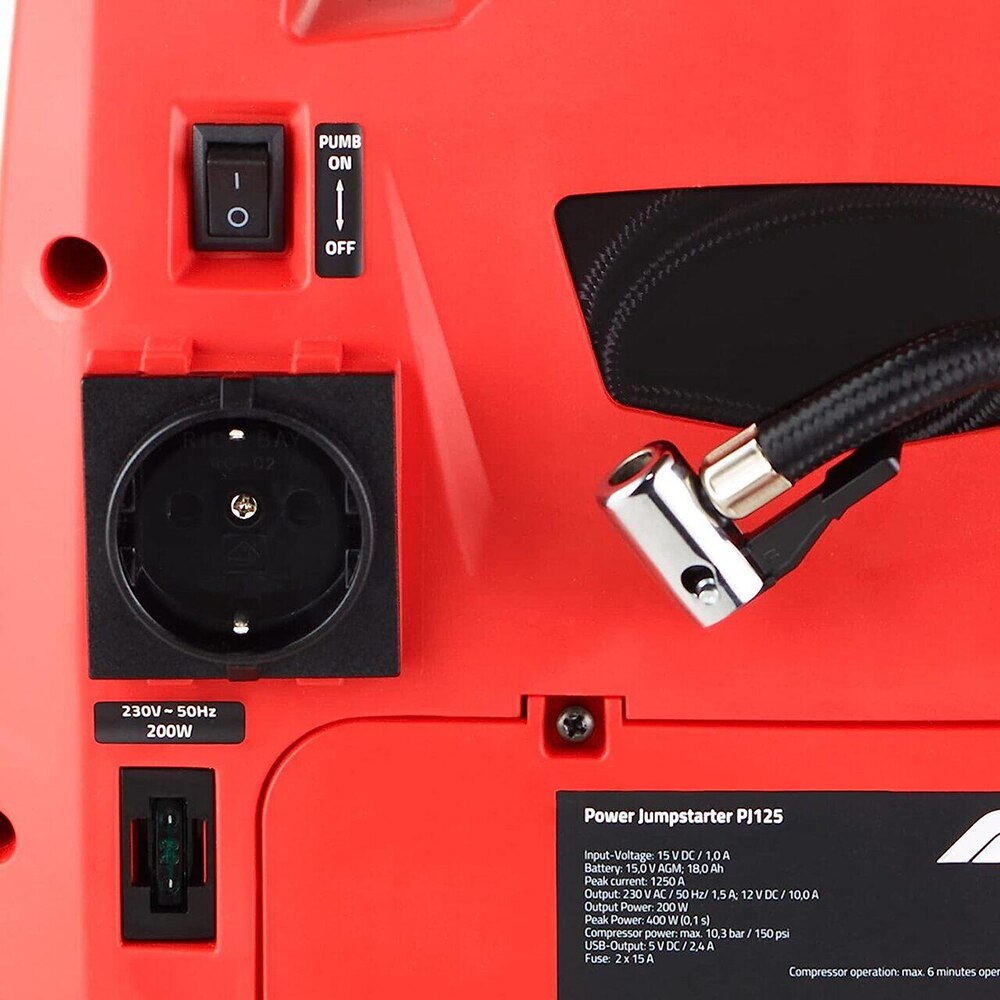 Robot pornire 4in1 FORMULA 1 Jumpstarter PJ125, 12V, 1250A, USB, compresor, lampa led, rosu