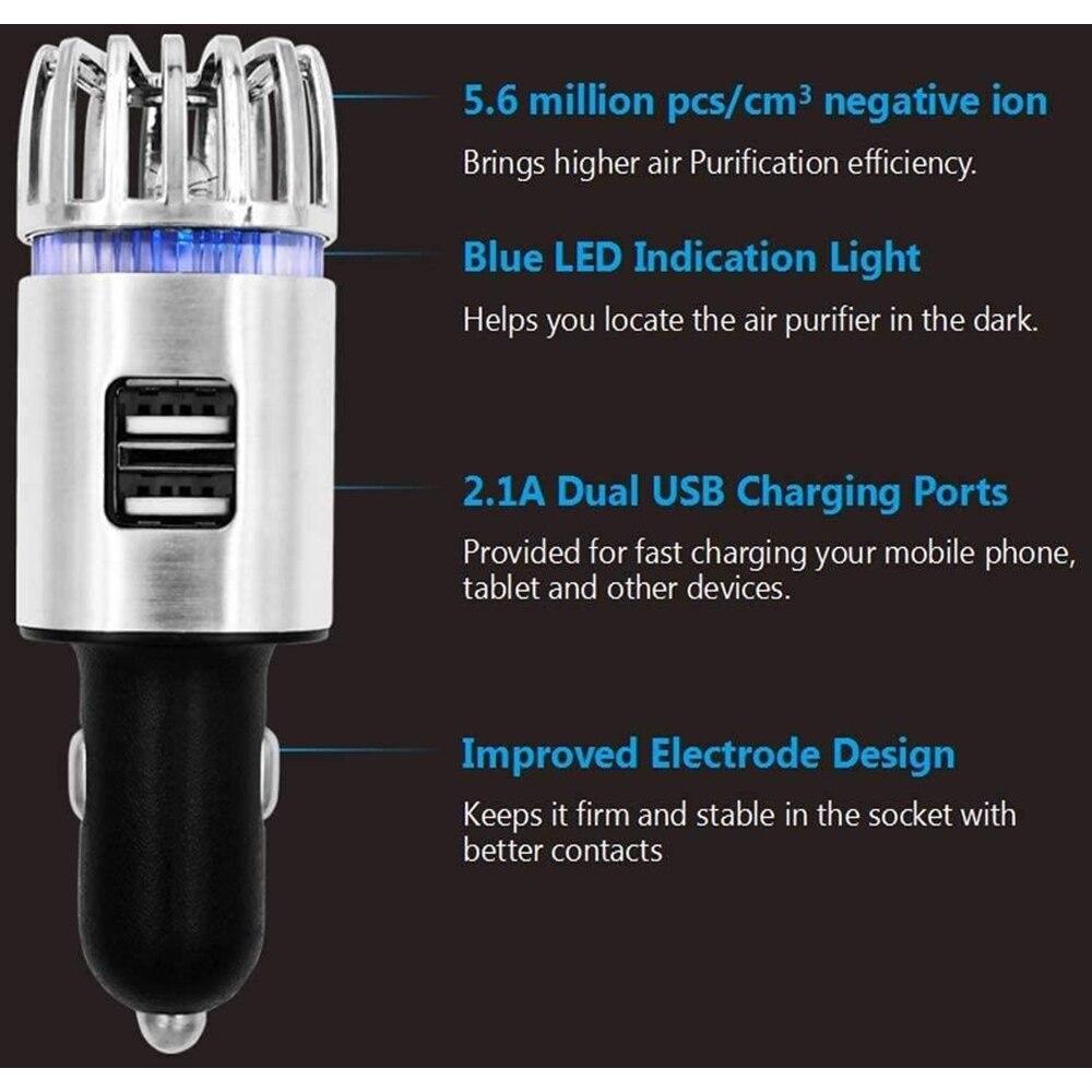 Purificator aer auto, ROLL FAST 11022R, incarcator USB, negru