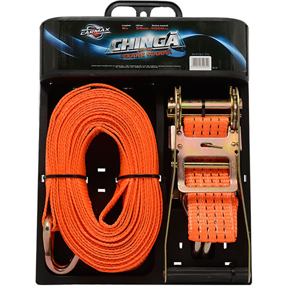 Chinga fixare marfa CARMAX 20749, 50mm x 8m x 4000kg, portocaliu