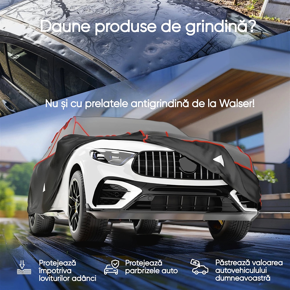 Prelata auto WALSER Premium Hybrid L, 475 x 162 x 117 cm, gri