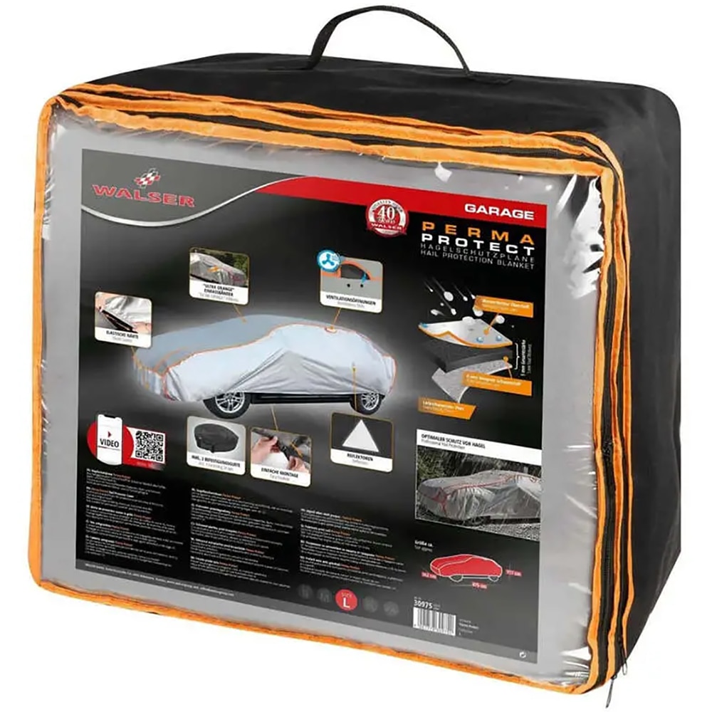 Prelata auto WALSER L, 475 x 162 x 117 cm, antigrindina, argintiu-negru