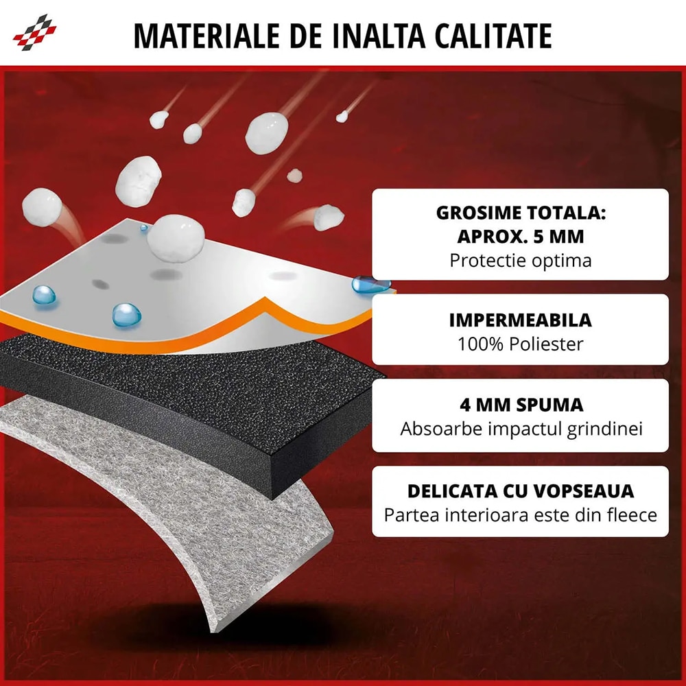 Prelata auto WALSER XL, 525 x 175 x 120 cm, antigrindina, argintiu-negru