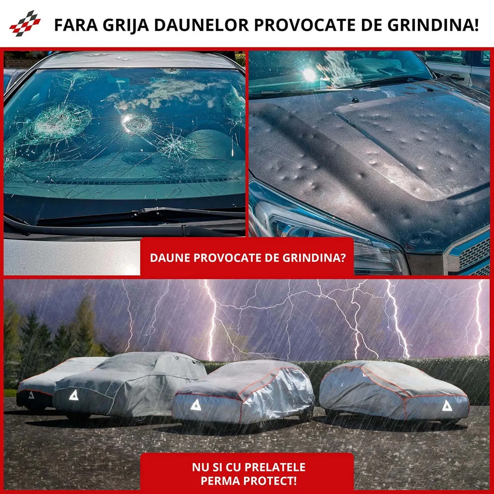 Prelata auto WALSER XXL, 575 x 203 x 120 cm, antigrindina, argintiu-negru
