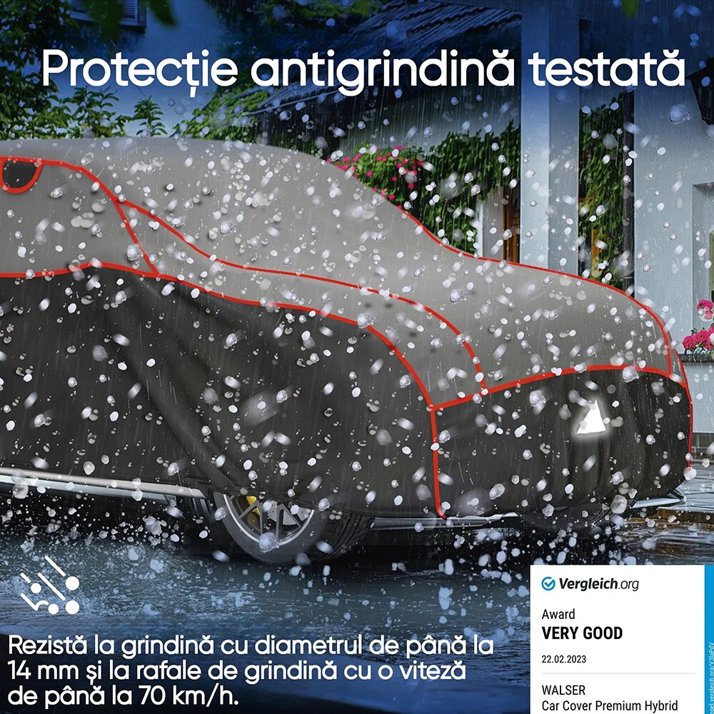 Prelata auto WALSER Premium Hybrid XL, 520 x 185 x 155 cm, gri