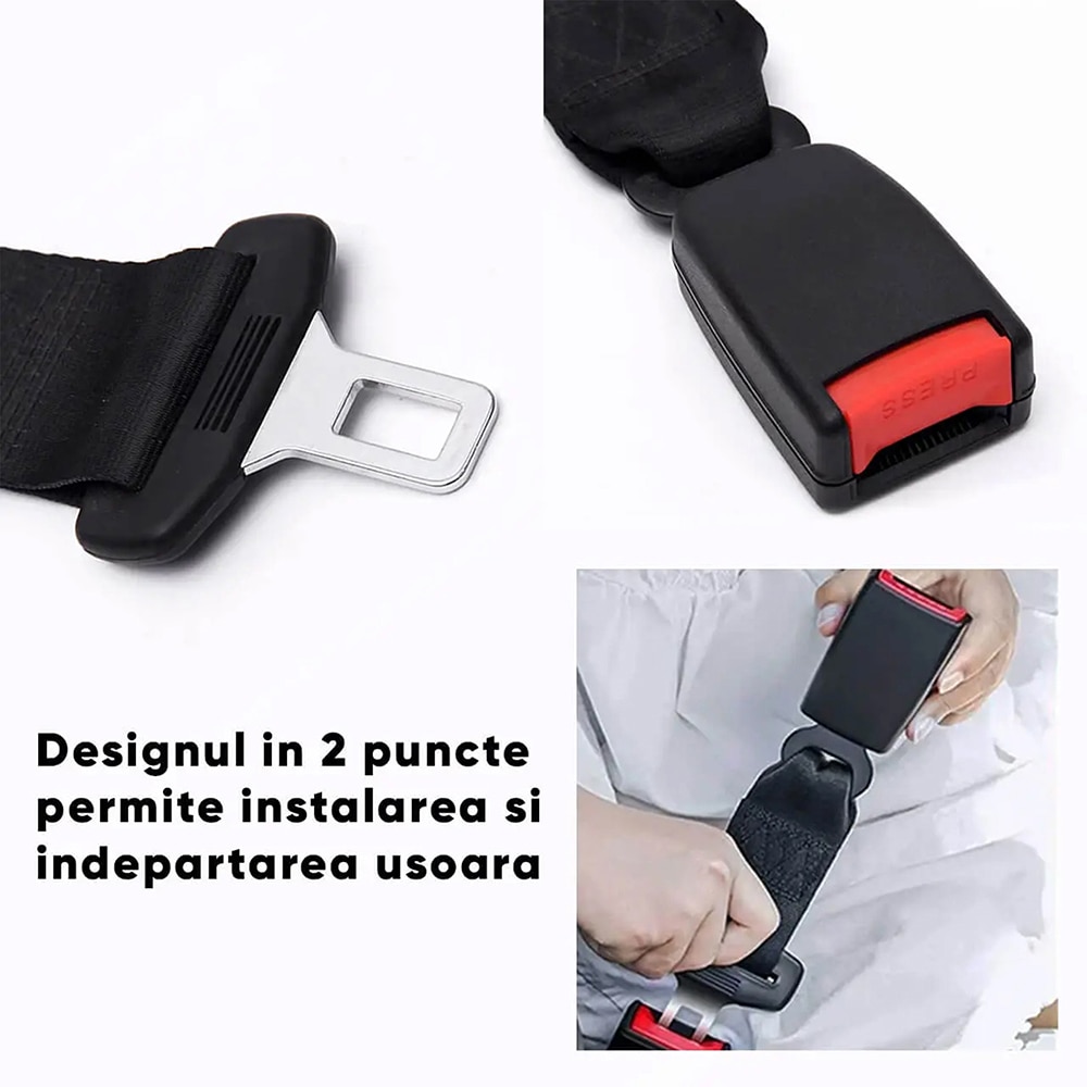 Extensie centura auto de siguranta ROLL FAST 51050R, prelungire 23cm, negru