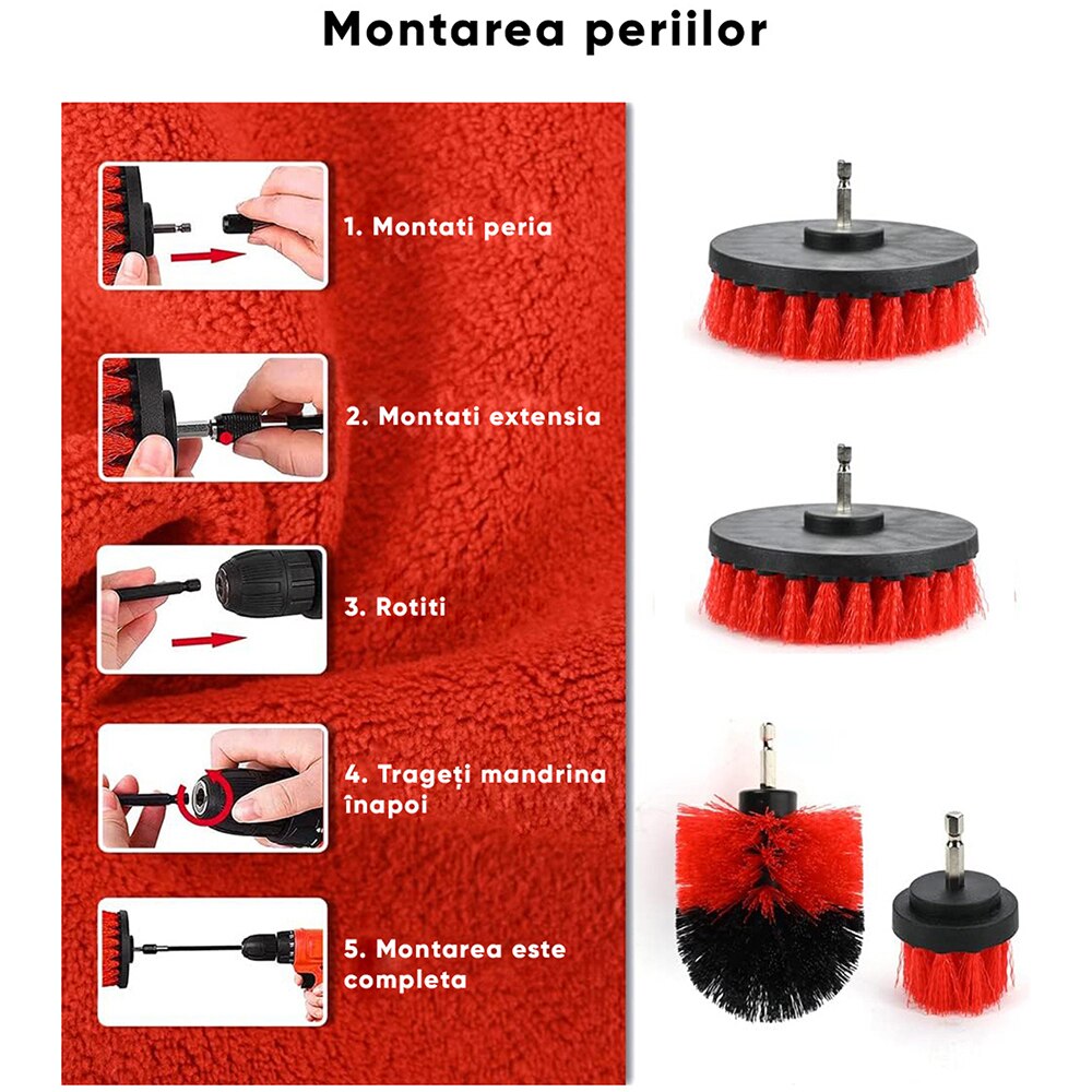 Kit curatare auto ROLL FAST 51220R, 20 piese, rosu-negru