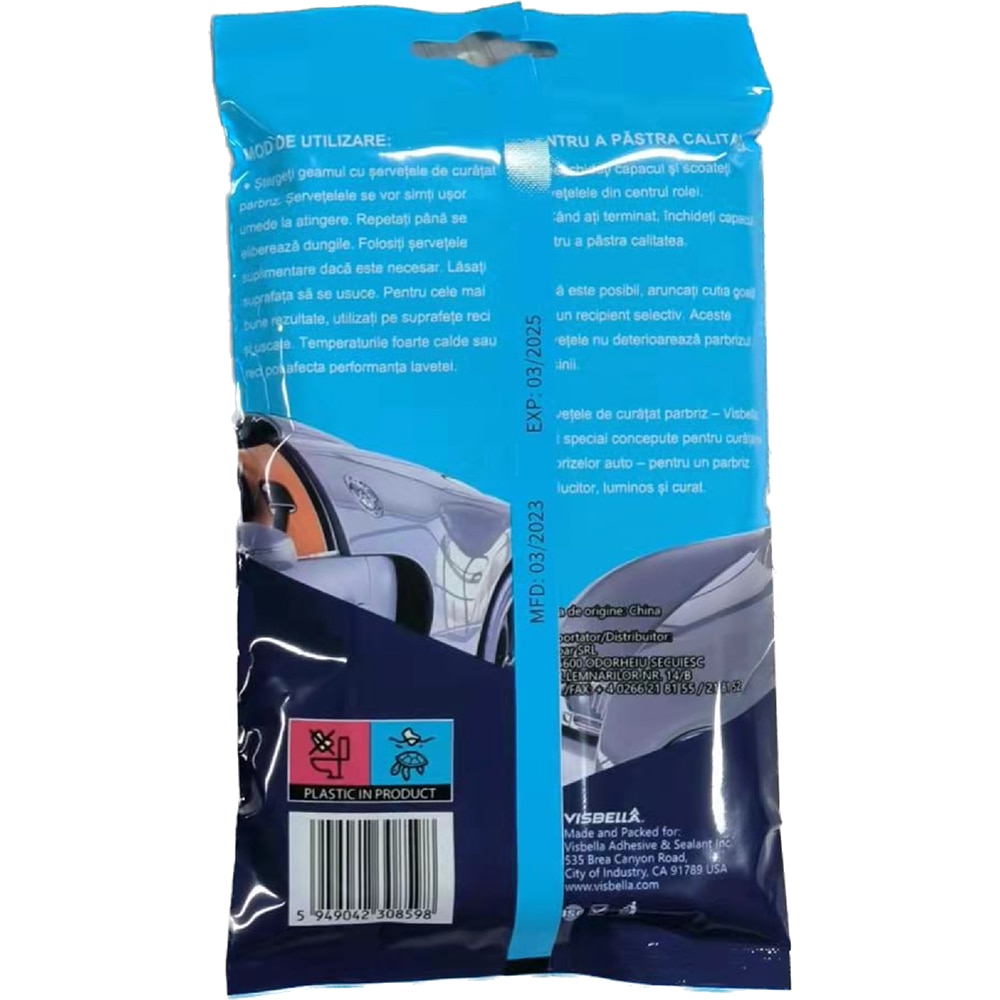 Servetele umede pentru parbriz VISBELLA, 25buc.