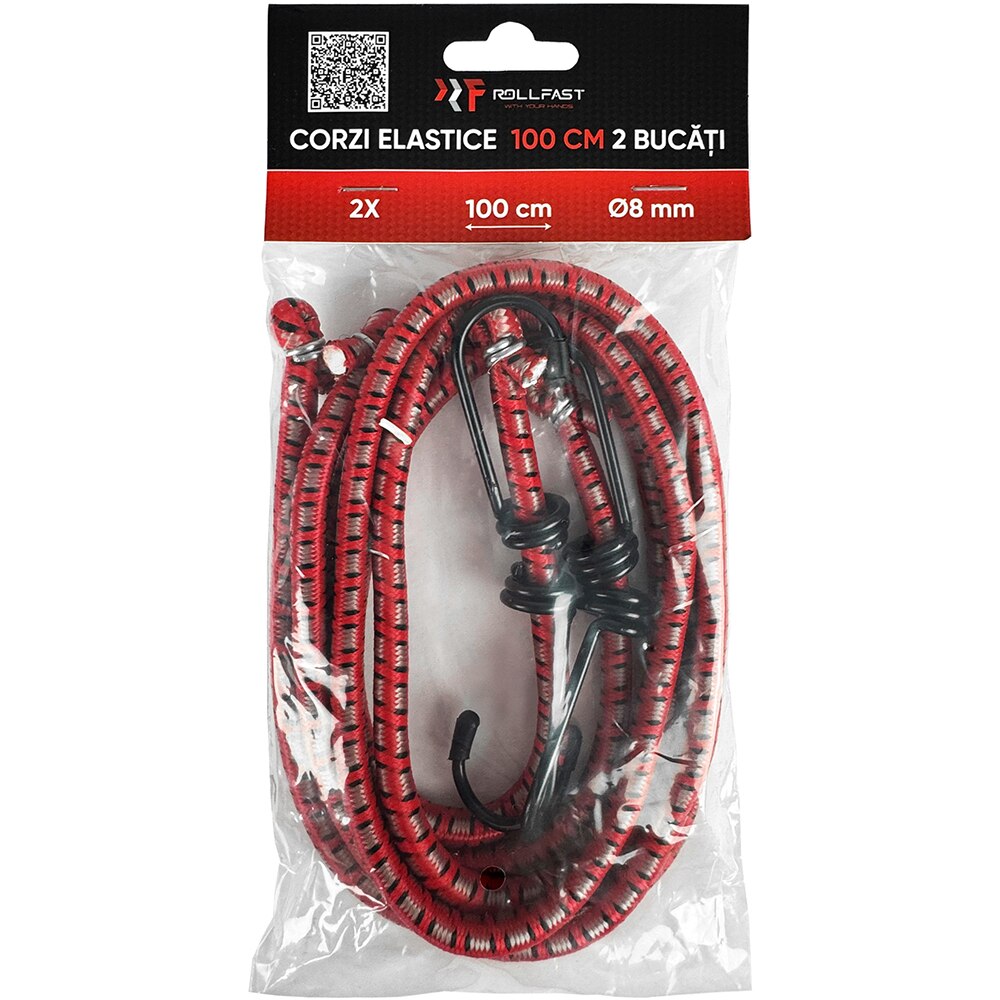 Set 2 corzi elastice ROLL FAST 5345R, 100cm, rosu