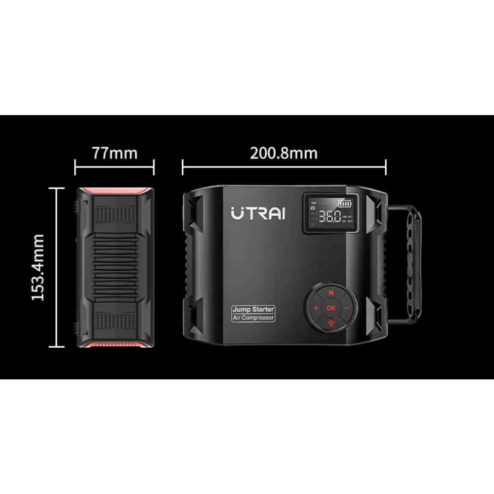Starter auto UTRAI Jstar 5, 12V, 2500A, 27000mAh, USB, compresor, lanterna, negru