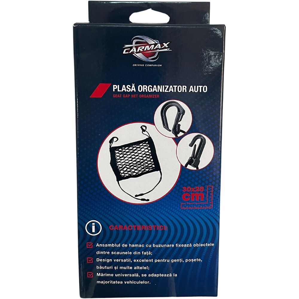 Organizator scaun CARMAX, 30 x 28cm, plasa, negru