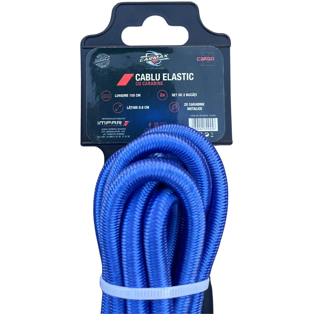 Chinga elastica CARMAX, 8mm x 150cm, 2 buc, albastru