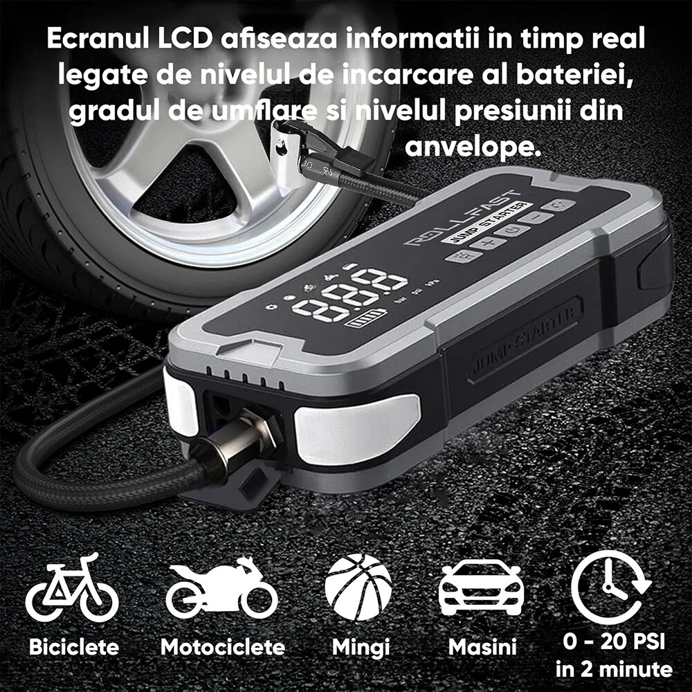 Starter auto cu compresor aer ROLL FAST 90082R, 12V, 4000A