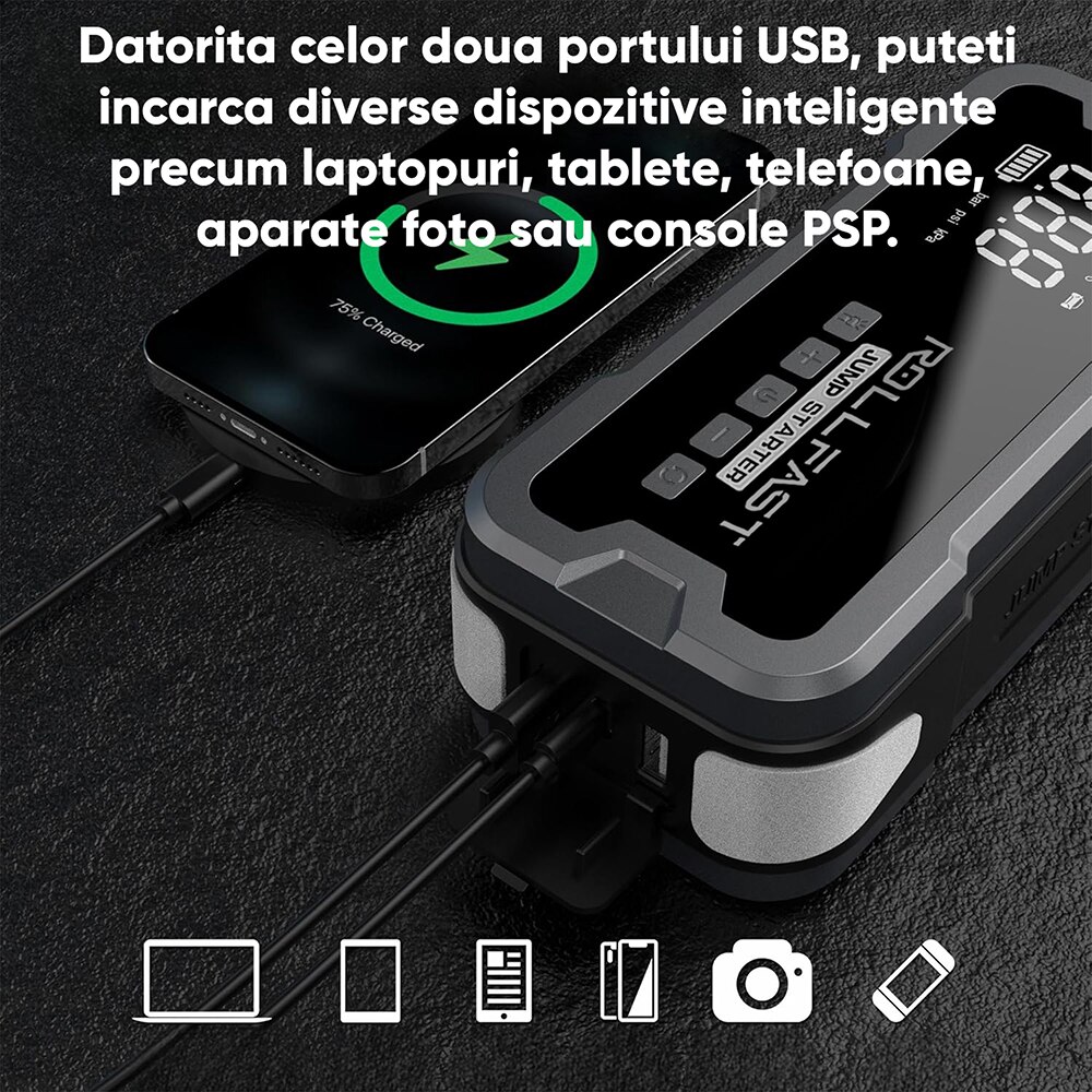 Starter auto cu compresor aer ROLL FAST 90082R, 12V, 4000A