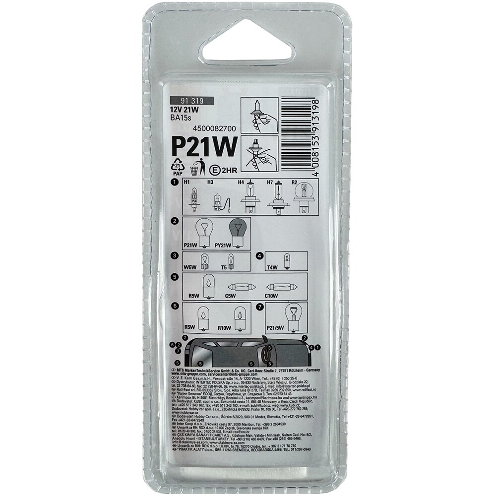 Set becuri frana/semnalizare UNITEC 91319, P21W, 12V, 21W, 2 buc